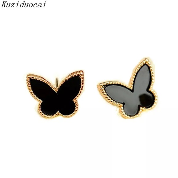 Jewelry - Elegant Black Butterfly Gold Earrings Jewelry - Elegant Black Butterfly Gold Earrings